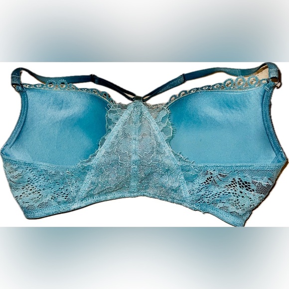 Victoria’s Secret Size 32D /E70 Bra front Closure Racer Sexy back push up Teal - Picture 3 of 9